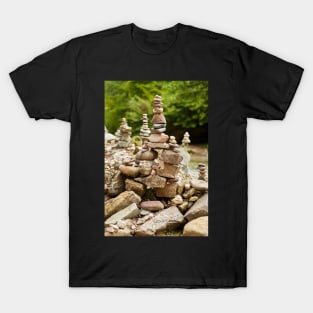 Pebbles arranged in stacks T-Shirt